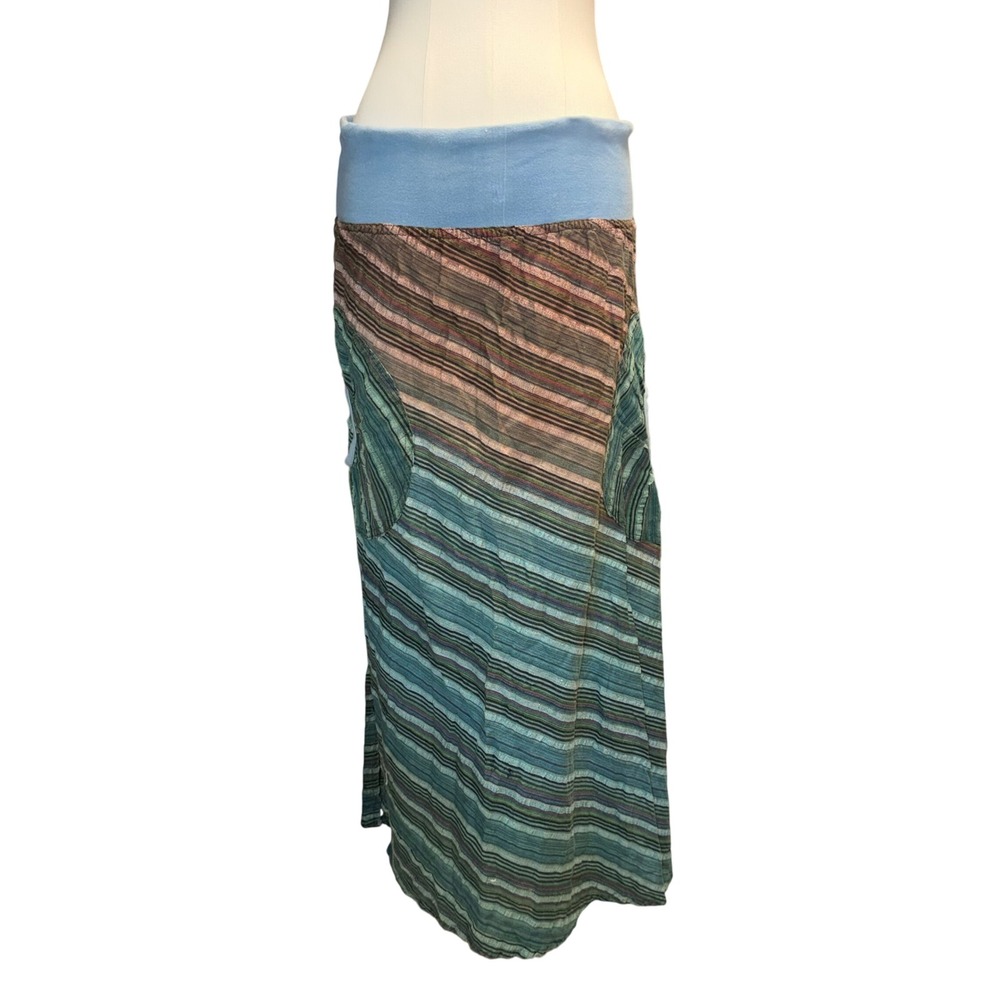 Wonder Wear Maxi Skirt Womens S/M Multi Color Good Striped Cotton Gauze Boho